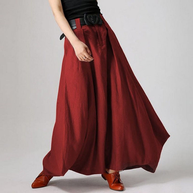 Alpscommerce Half Length Long Cotton And Linen A Line Skirt