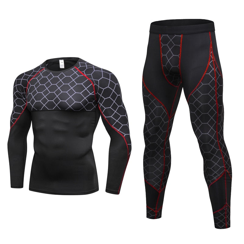 Men's Compression Run jogging Suits Long t shirt And Pants 2pcs