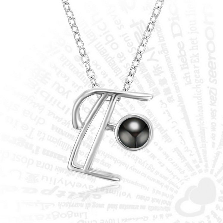 26 Letters Pendant In 100 Languages I Love You Projection Necklace