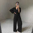 New Autumn And Winter Pleated Shirt  Pleated Trousers Suit