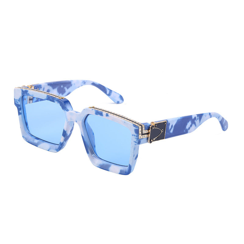 Diamond-studded Big Square Sunglasses Women