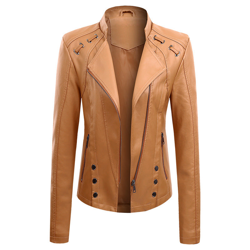 New Leather PU Leather Jacket Women's Short