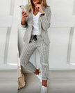 New Plaid Casual Women's Straight Trousers Suit