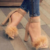 High-heeled thick with large size women's shoes sandals real hair with sandals