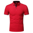 Lapel Men's Top Solid Color Business Short Sleeve