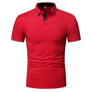 Lapel Men's Top Solid Color Business Short Sleeve