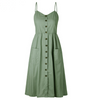 Suspender Button Pocket Halter Dress