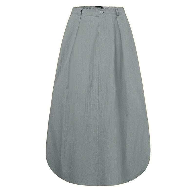 Alpscommerce Half Length Long Cotton And Linen A Line Skirt