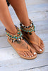 Roman style summer clipped toe beaded hollow flat sandals women