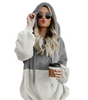 Alpscommerce Women Casual Plush Hoodies Zipper Lady Hooded Warm Loose Tops