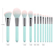 12 light blue makeup brushes