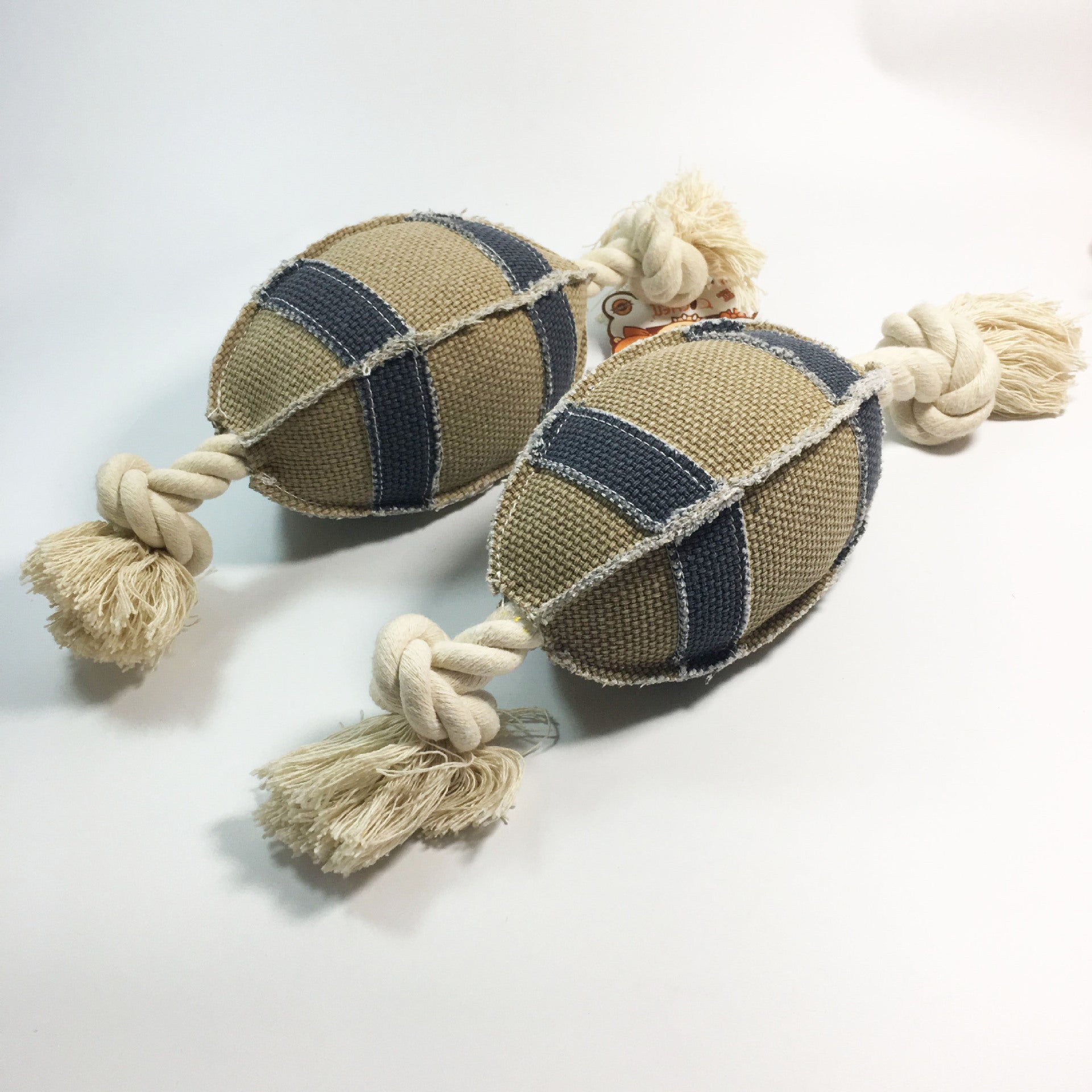 Linen Cotton Rope Dog Toys Bite Resistant Rugby Training