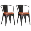 Dining Chairs 4 pcs Brown Real Leather