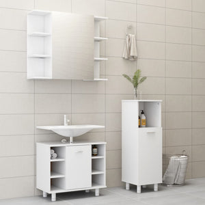 3 Piece Bathroom Furniture Set White Chipboard