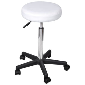 Office Stool White Faux Leather