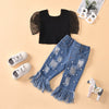 Ripped Hole Embellished Raw Edge Jeans kids Jacket