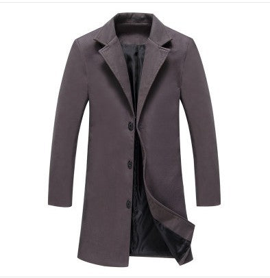 New Mens Solid Color Casual Business Woolen Coats