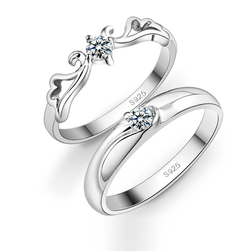 Silver Angel lovers ring marriage engagement silver men and women wholesale ring manufacturer