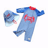 Children's Navy Striped Swimsuit Kids Surfing Suit Spa Set