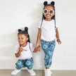 Girls Jeans Kids Fashion Print Denim Long