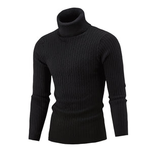 Slim-fit Men's Knitted Turtleneck Solid Color Sweater