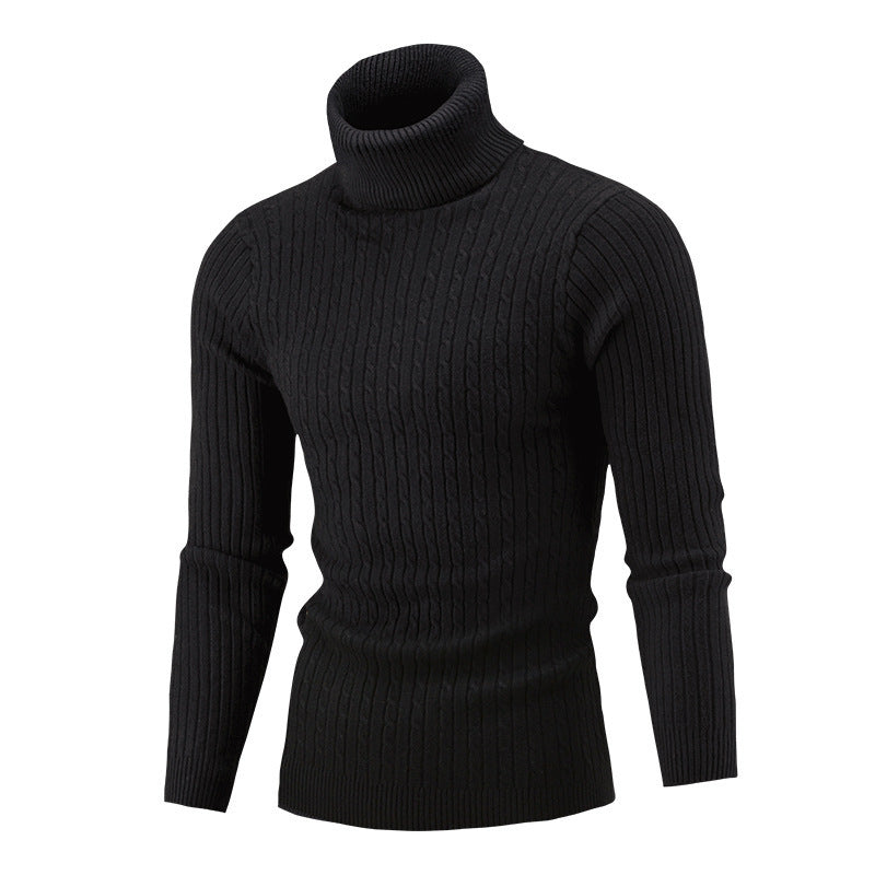 Slim-fit Men's Knitted Turtleneck Solid Color Sweater