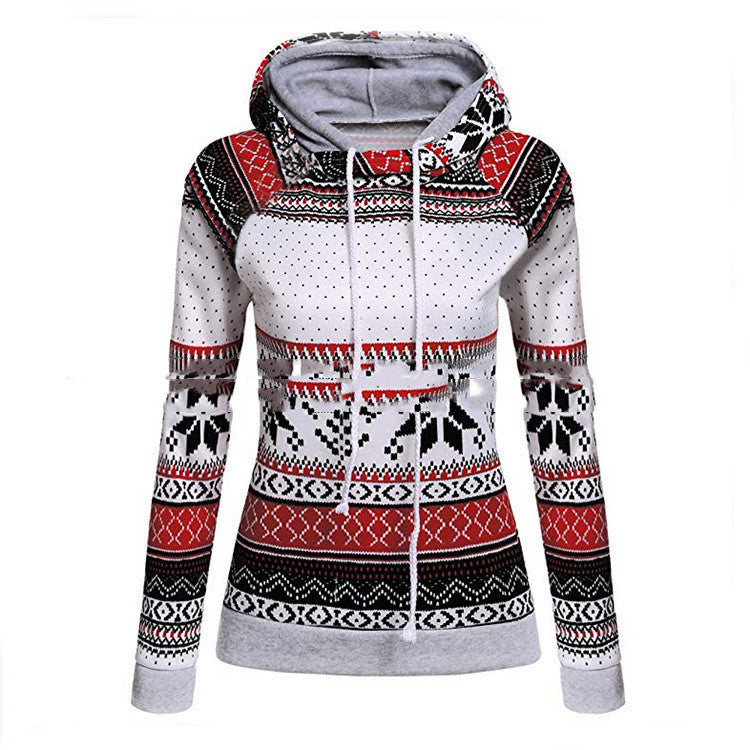 Fashion Christmas Print Double Hooded Women's Guard