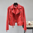 Rivet Suit Collar Waist Short Leather Jacket Women