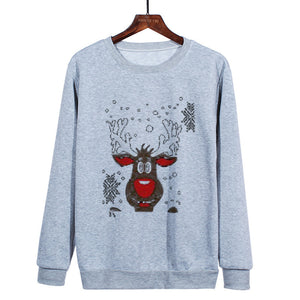 Antlers Cute Print Crew Neck Sweater