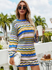 Women's Knitted Sweater Women's Rainbow Stripe Pullover Mid Length