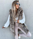 Women's Loose Plush Multicolor Hooded Vest