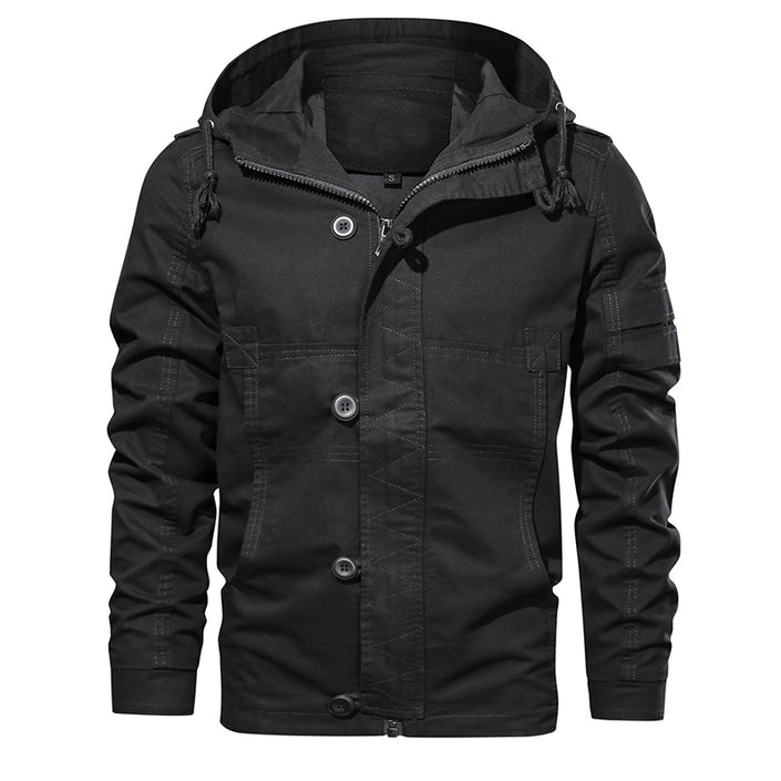 Men Jacket Hooded Solid Men Coats Zipper And Single Breasted Windbreak