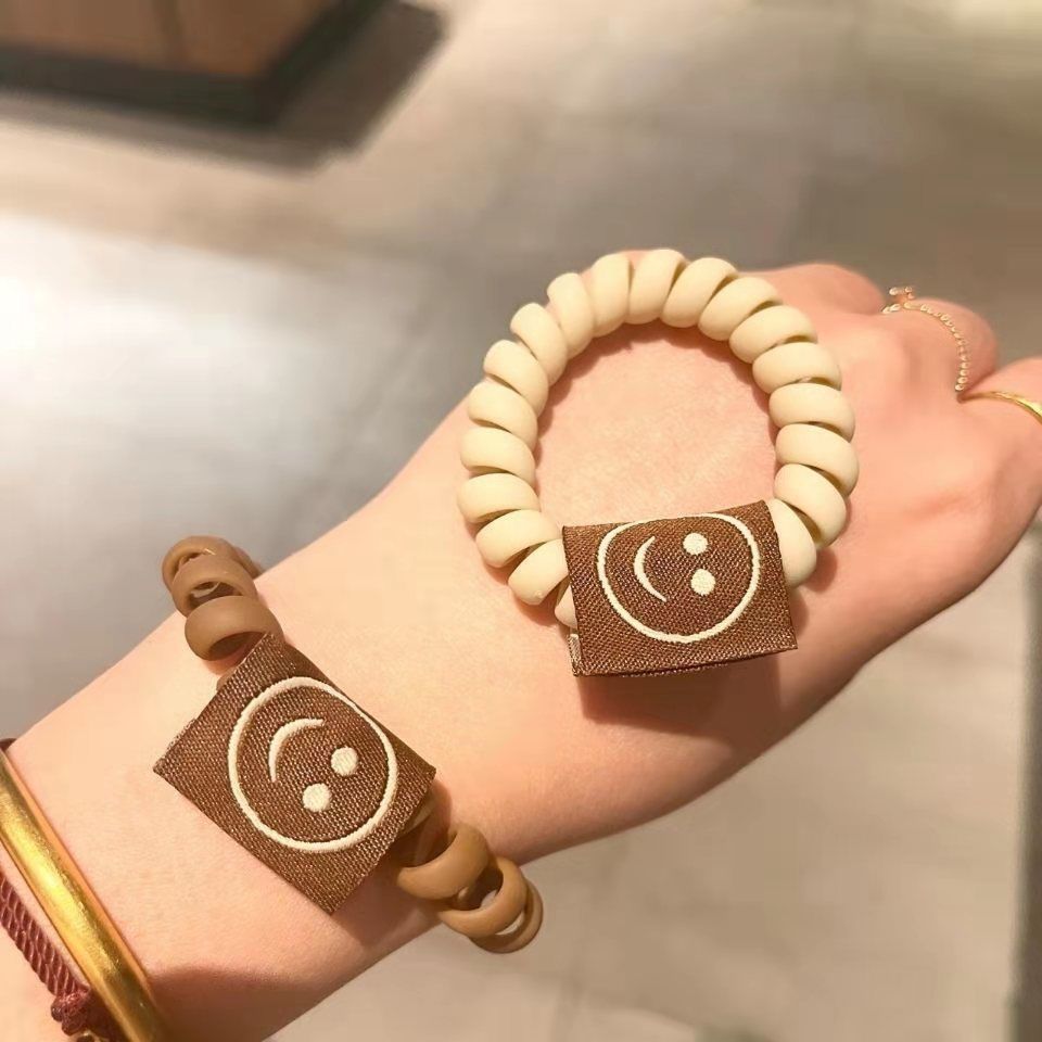 The New Milk Tea Color Frosted Matte Hair Circle Smiley Face Hair Rope Girl Tie Hair Holster
