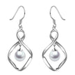 Pearl Dangle Earrings for Women Sterling Silver Twist Infinity Drop Earrings