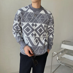 South Korea Light Ripening Wind Men's Geometric Jacquard Trend