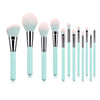 12 light blue makeup brushes