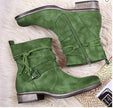 New Round Toe Side Zipper Laces Low Square Heel Ladies Plus Size Short Boots