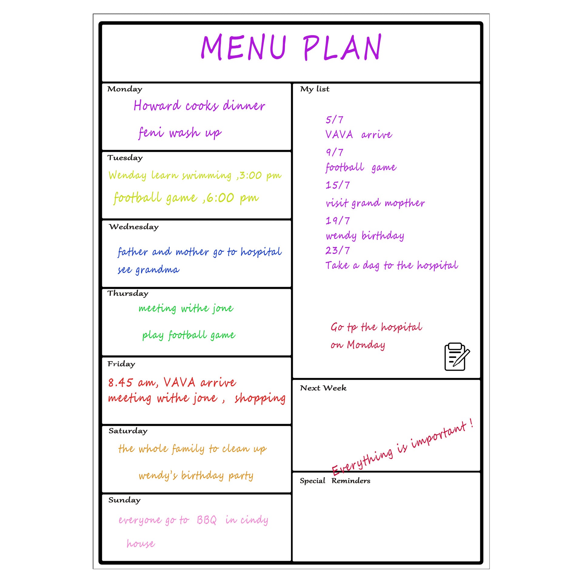 Magnetic Whiteboard Refrigerator Soft Movement Schedule