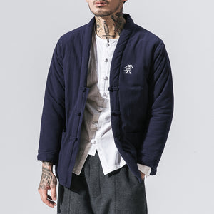 Men Cotton Jacket Retro Cardigan Pants