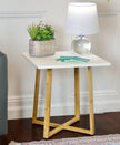 Eccostyle Solid Bamboo Frame Square End Table - White