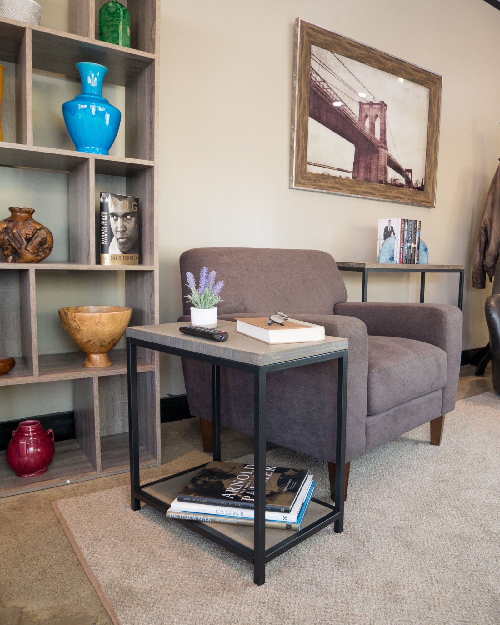 Eccostyle Solid Bamboo Steel Frame Recliner Table - Brushed Gray