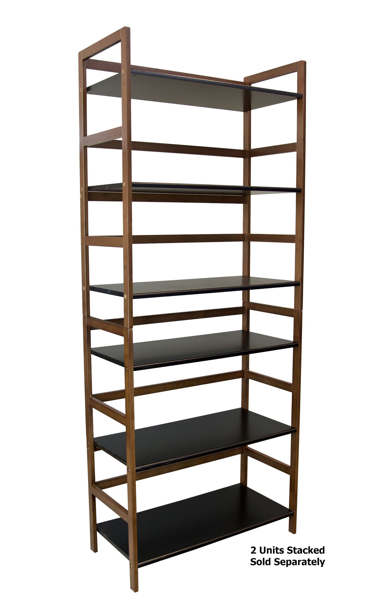 Eccostyle 3-Tier Bamboo Frame Stackable Bookshelf - Caramel & Black