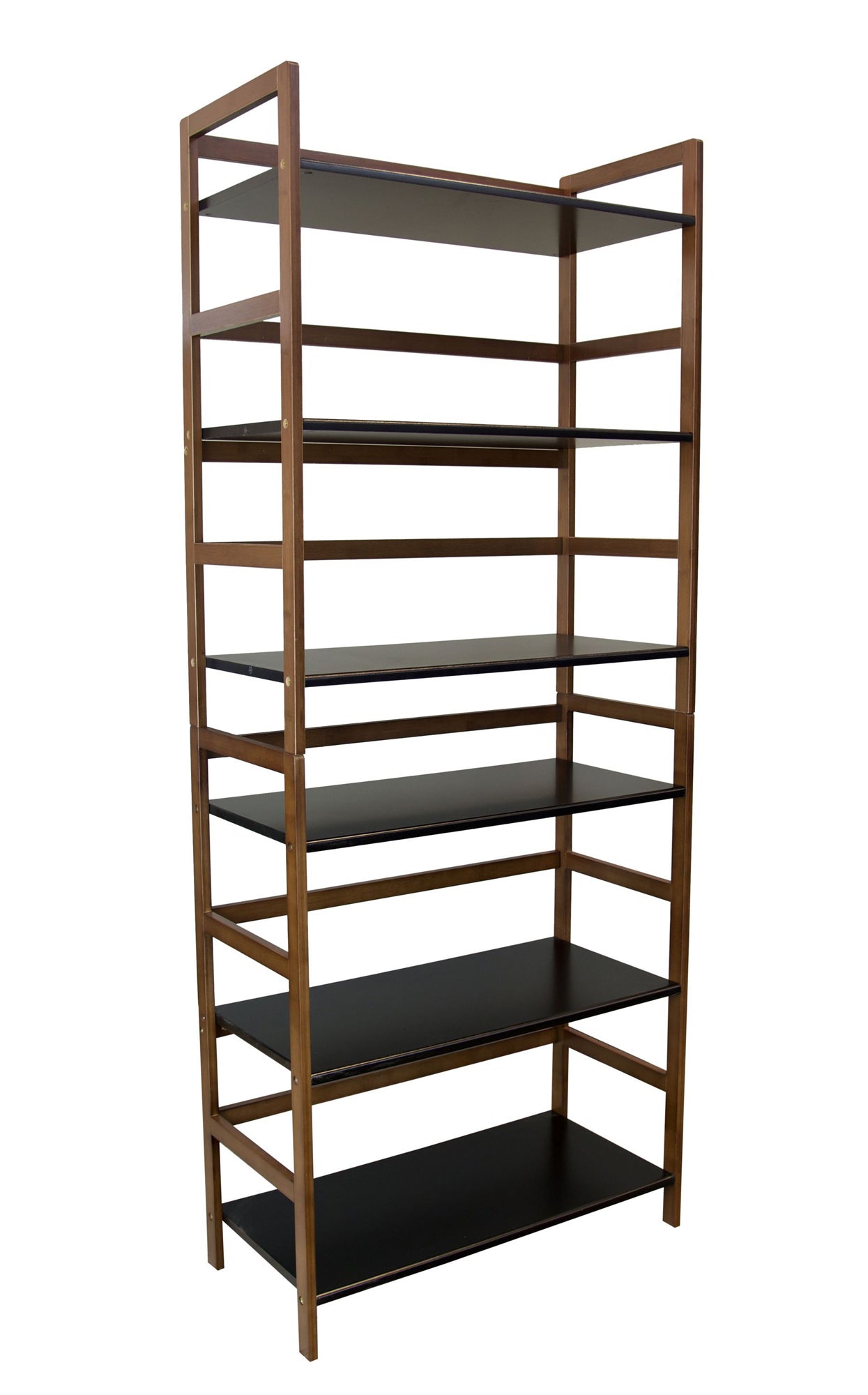 Eccostyle 3-Tier Bamboo Frame Stackable Bookshelf - Caramel & Black