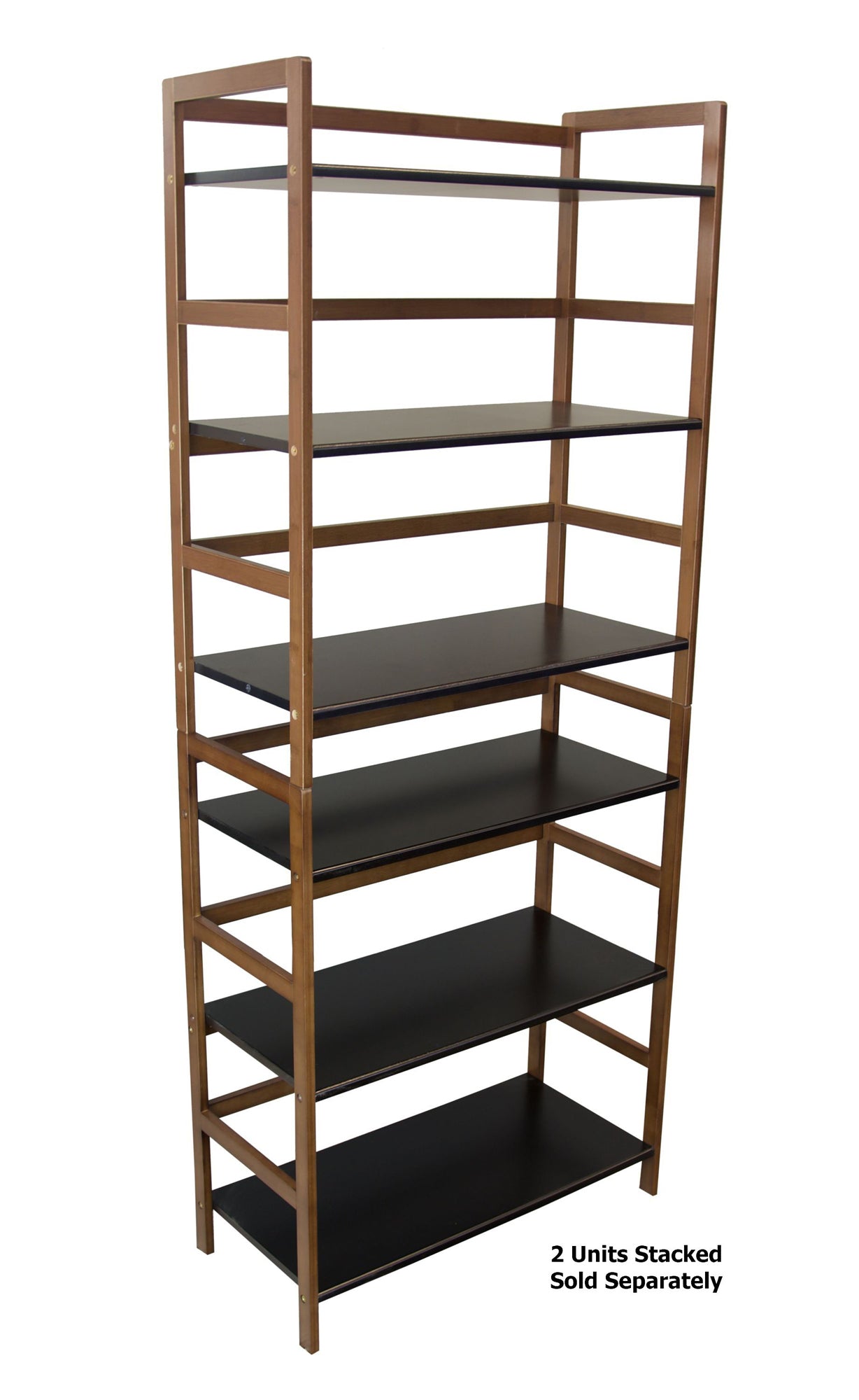 Eccostyle 3-Tier Bamboo Frame Stackable Bookshelf - Caramel & Black