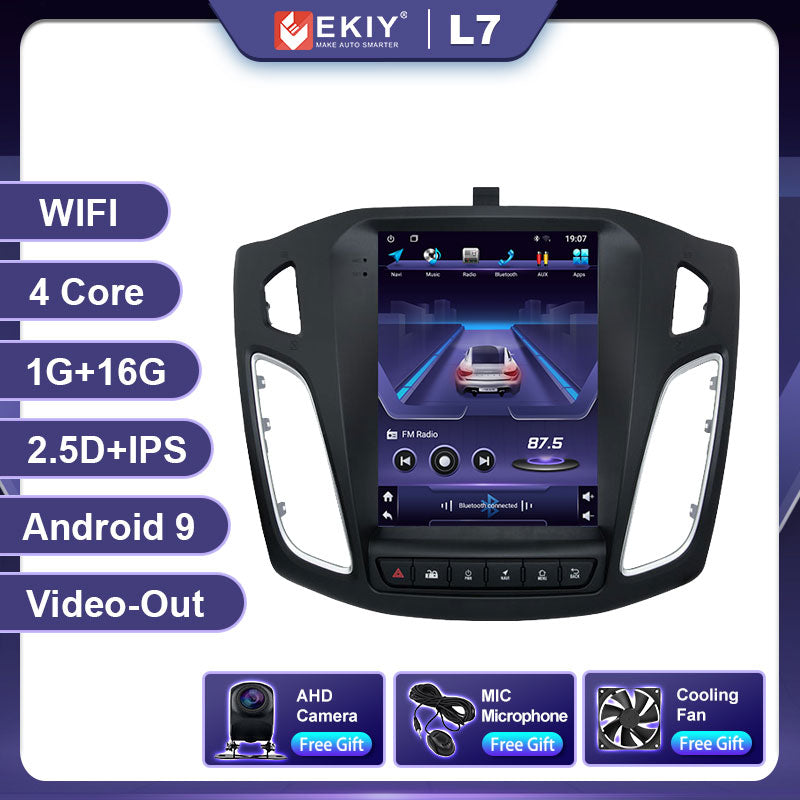 EKIY Android 10.0 Car GPS For Ford Focus 3 Mk 3 2011 - 2019 Navigation Radio Stereo Multimedia Vertical Tesla Screen BT NO 2 DIN