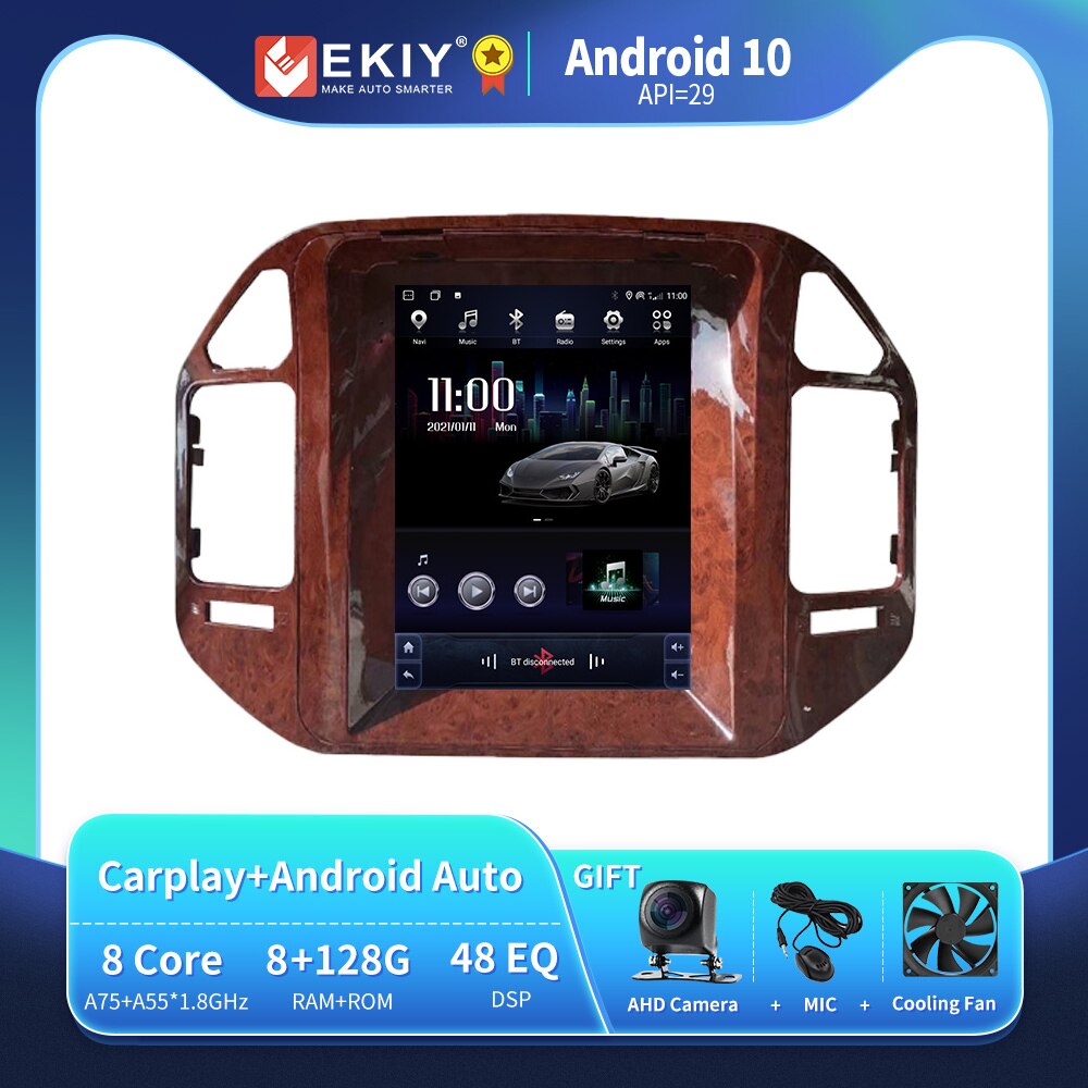 EKIY T6 Car Radio For Mitsubishi Pajero V60 V68 V73 1999-2006 Tesla Vertical Screen Navigator GPS Android Stereo Receiver 2 Din