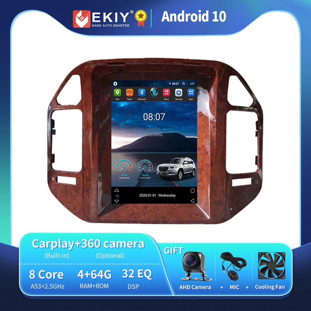 EKIY T6 Car Radio For Mitsubishi Pajero V60 V68 V73 1999-2006 Tesla Vertical Screen Navigator GPS Android Stereo Receiver 2 Din