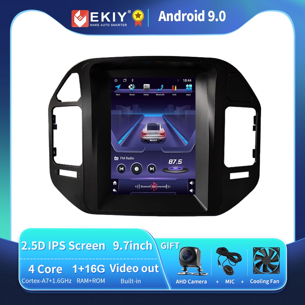 EKIY T6 Car Radio For Mitsubishi Pajero V60 V68 V73 1999-2006 Tesla Vertical Screen Navigator GPS Android Stereo Receiver 2 Din