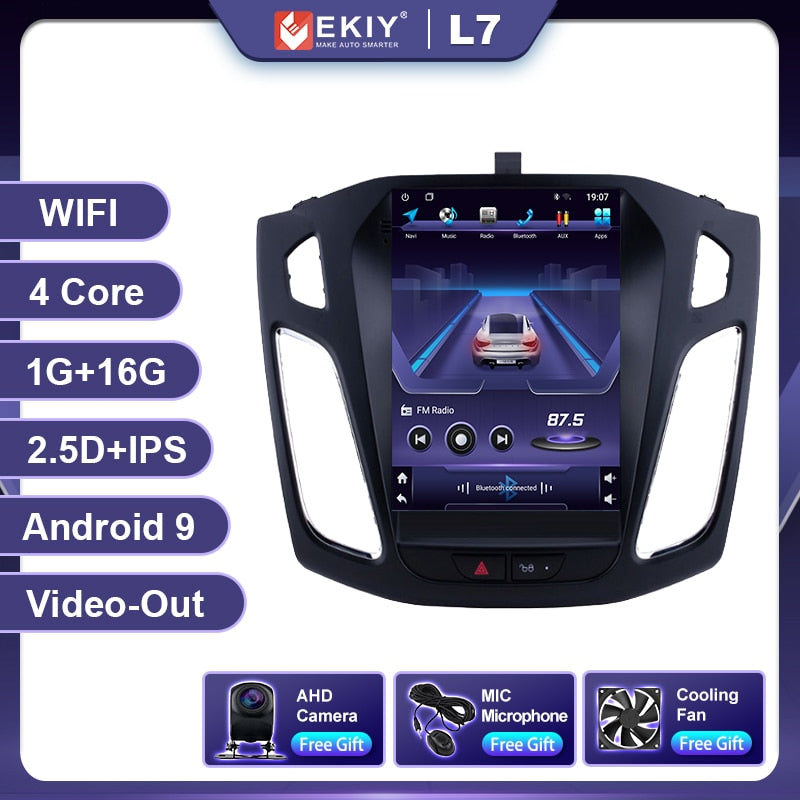 EKIY Android 10.0 Car GPS For Ford Focus 3 Mk 3 2011 - 2019 Navigation Radio Stereo Multimedia Vertical Tesla Screen BT NO 2 DIN