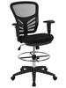 Mid-Back Black Mesh Ergonomic Drafting Chair with Adjustable Chrome